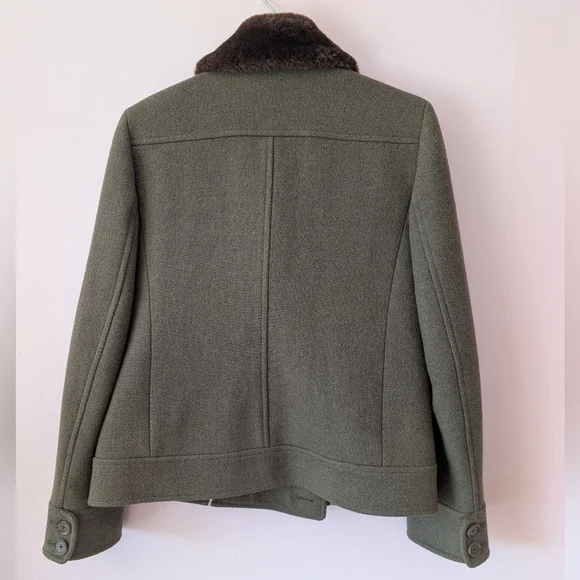 EUC Vintage J Crew Peacoat With Faux Fur Collar Size 12 - Picture 5 of 9